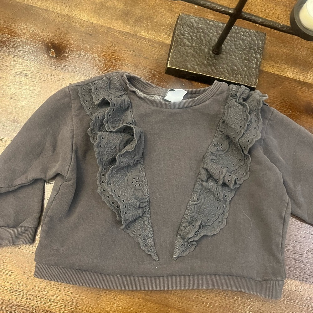 Zara Charcoal Kids Sweatshirt with Ruffles